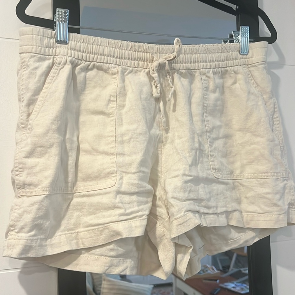 J. Crew linen blend drawstring shorts in dusty ivory
